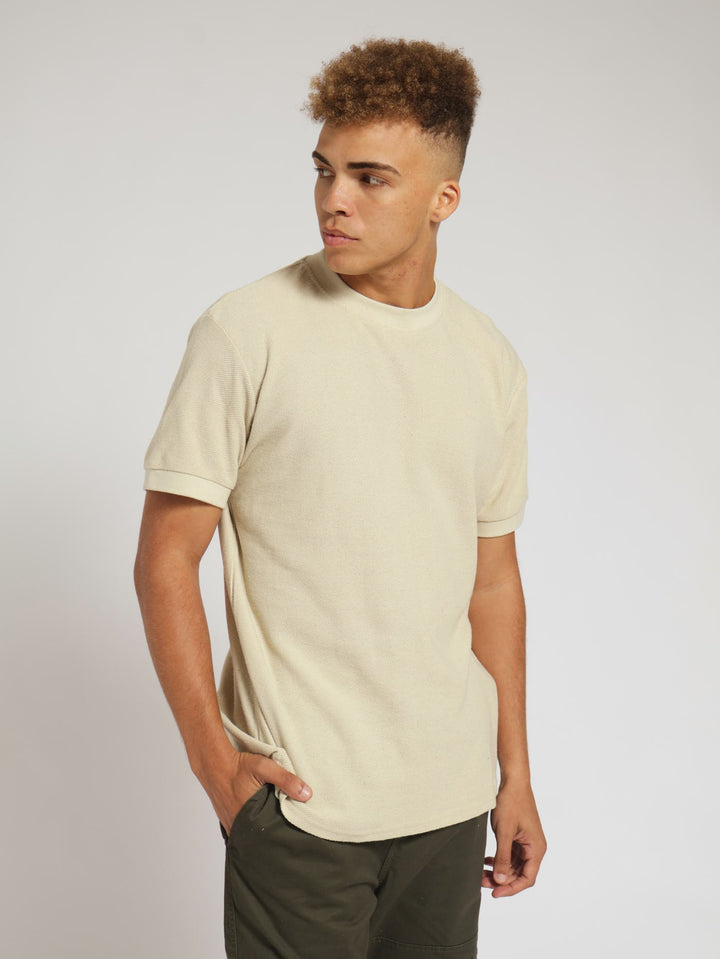 Twill Knit Crew Tee - Light Stone