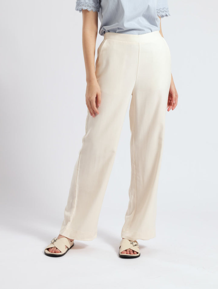 Wide Leg With High Density Pants - Stone