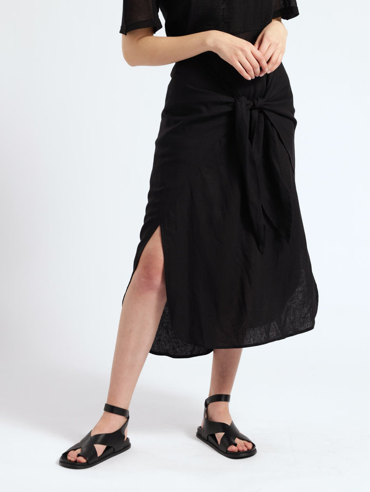 Mock Wrap Fashion Skirt - Dark Grey