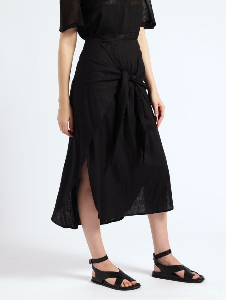 Mock Wrap Fashion Skirt - Dark Grey