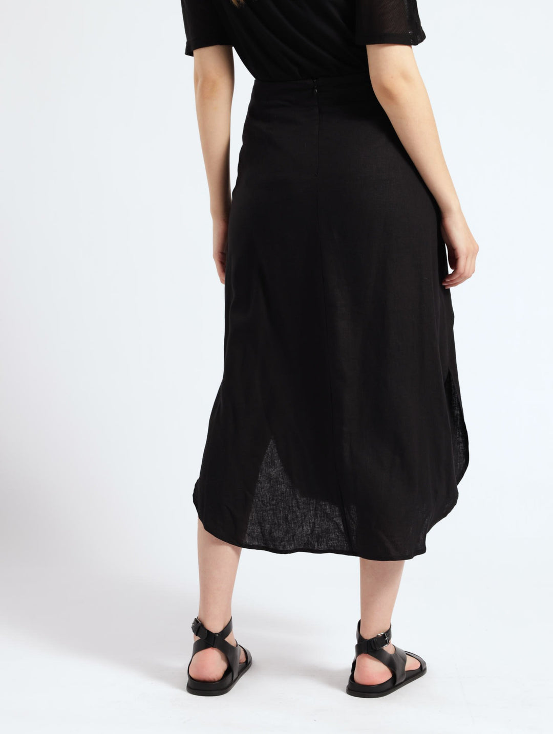 Mock Wrap Fashion Skirt - Dark Grey