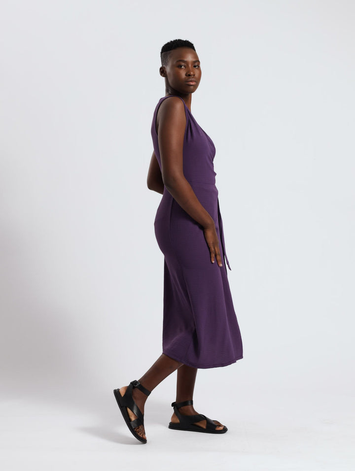 Strappy Wrap Dress With Pockets - Purple