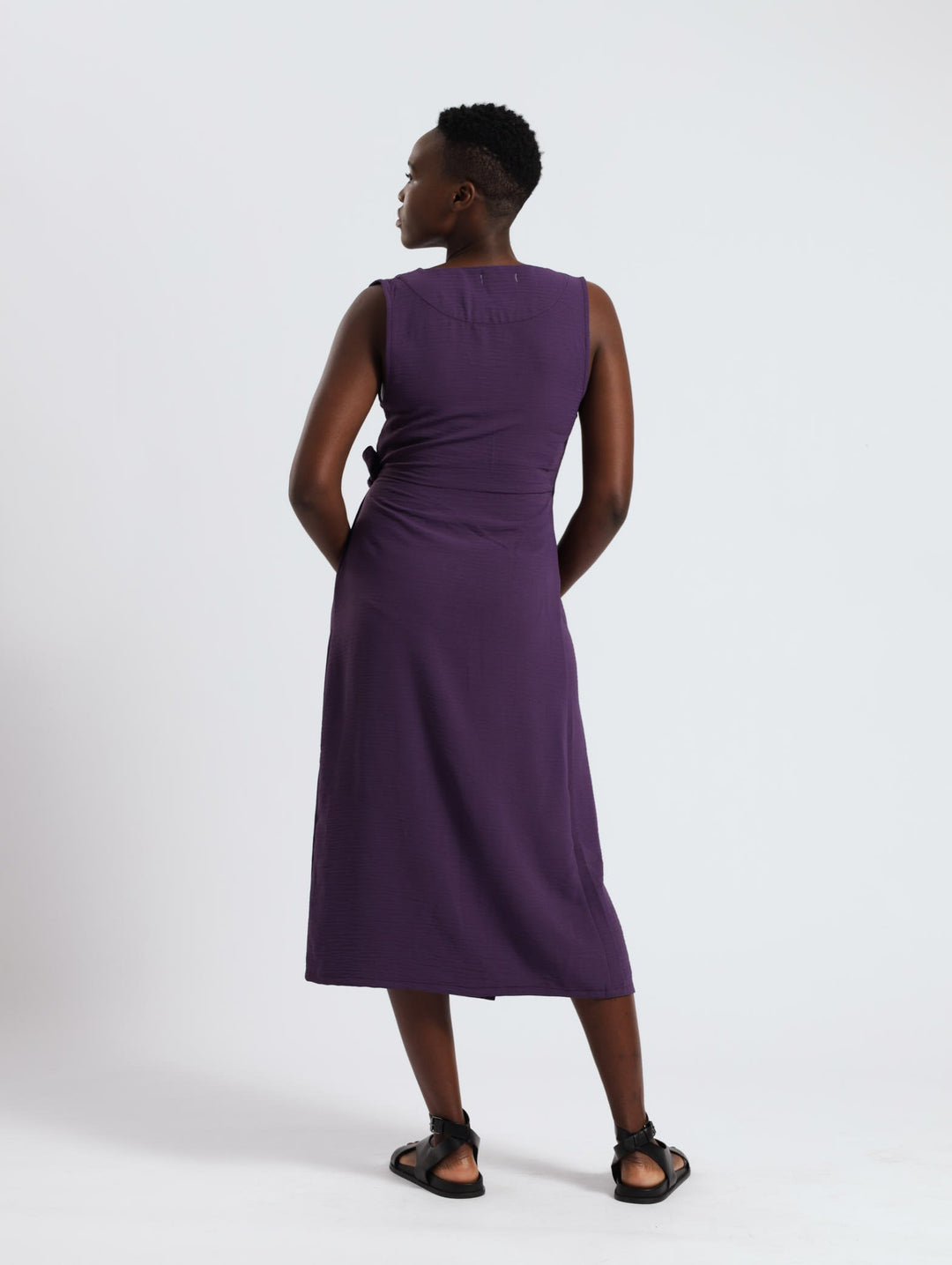 Strappy Wrap Dress With Pockets - Purple