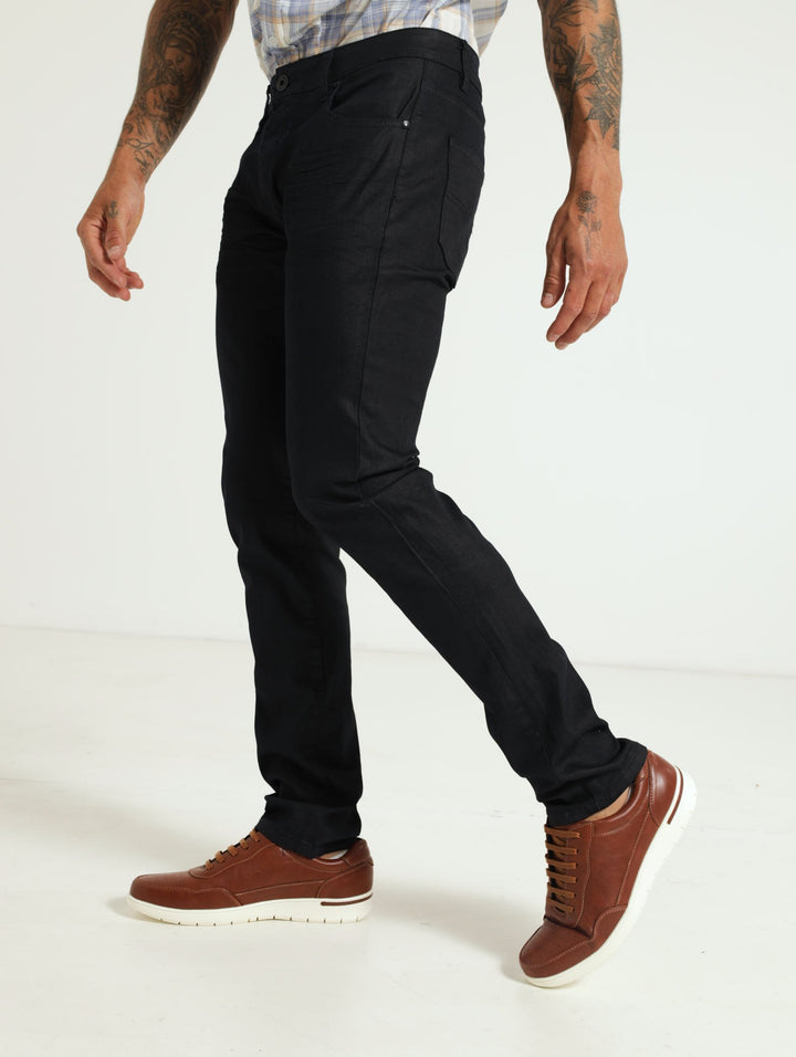 Coated Denim Jeans - Dark Blue