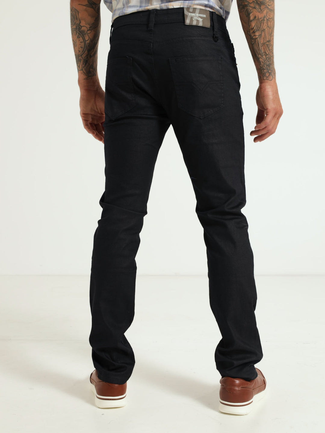 Coated Denim Jeans - Dark Blue