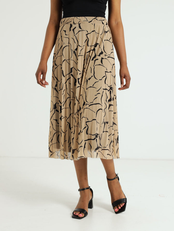 Mesh Pleated Skirt - Stone