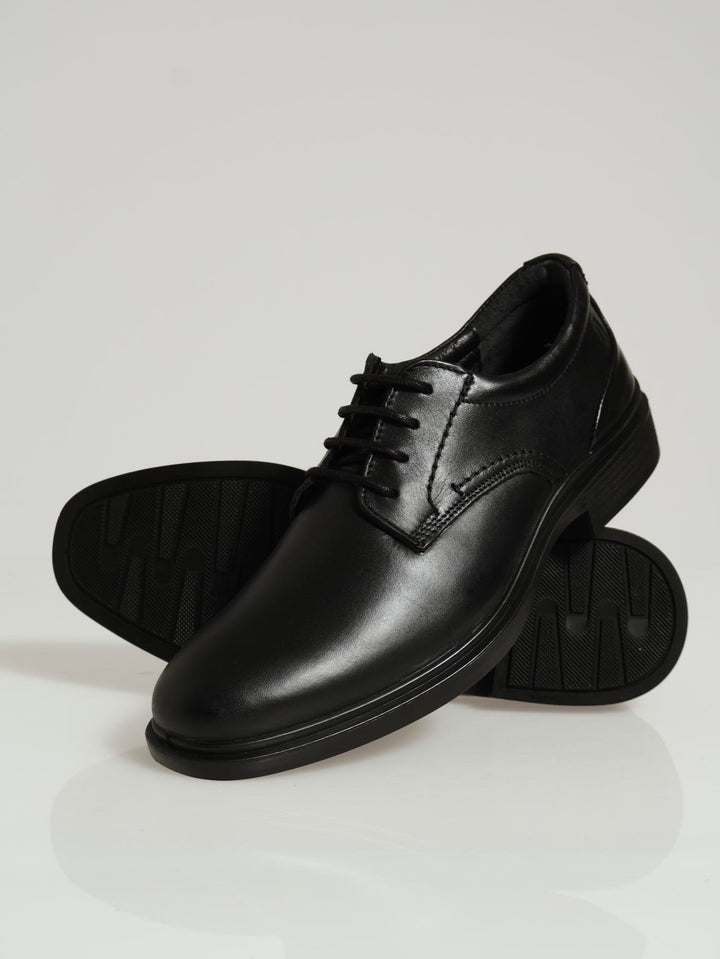 Leather Lace Up Basic Shoe - Black