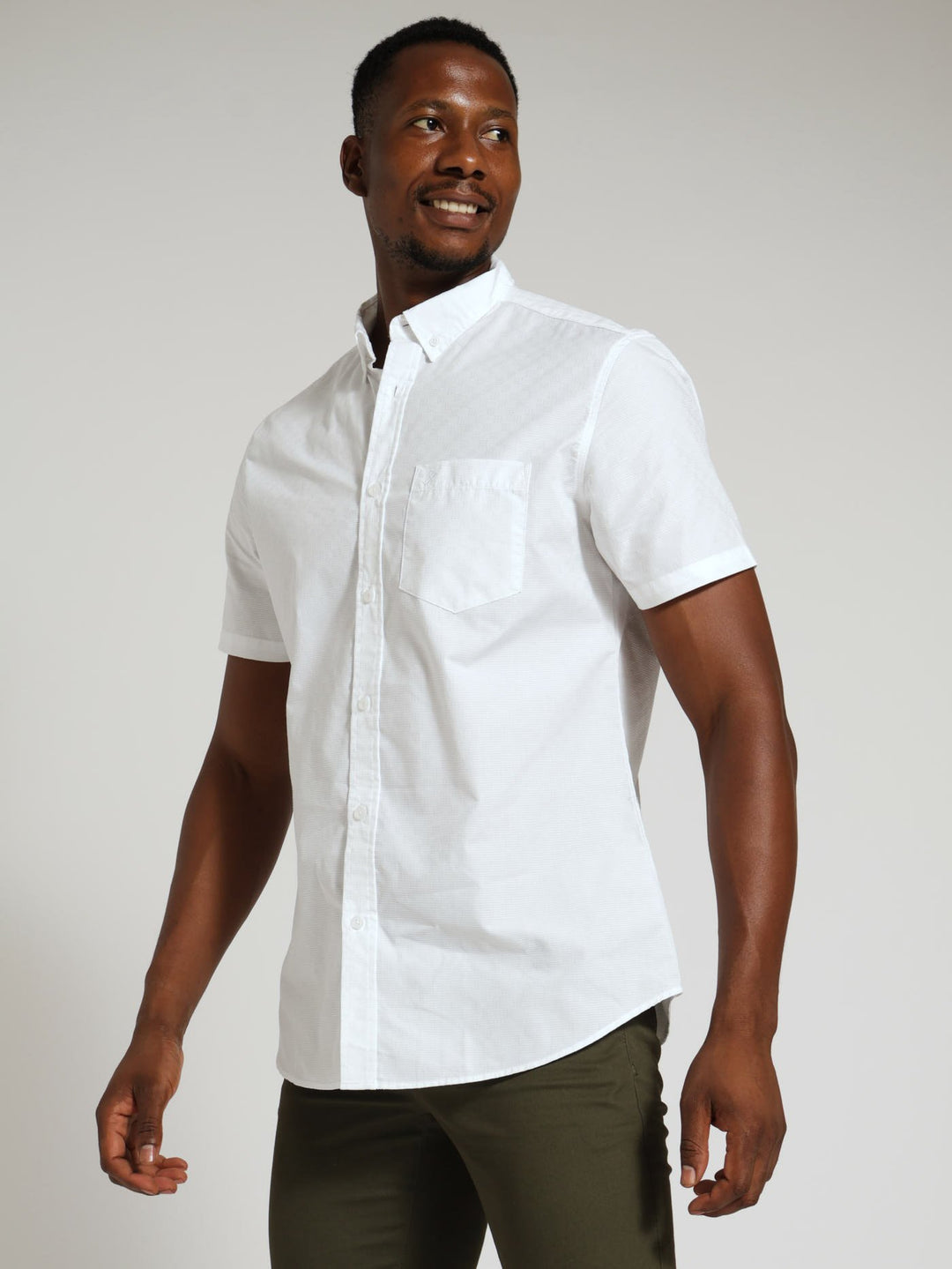 Check Woven Shirt - White