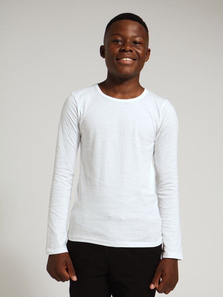 Boys 2 Pack Long Sleeve Vest - White