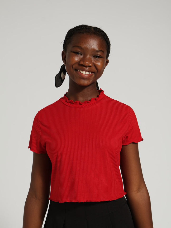 Girls Rib Tee - Red