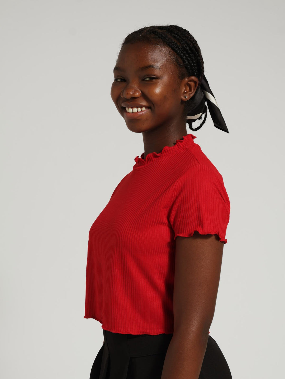 Girls Rib Tee - Red