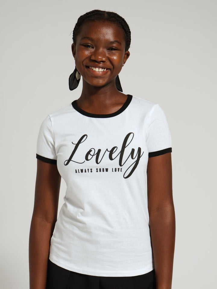 Girls Lovely Regular Tee - White