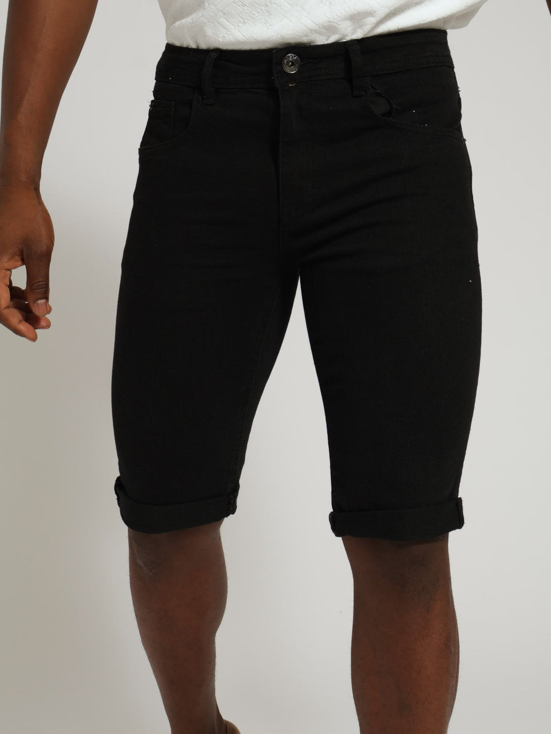 5 Pocket Denim Shorts - Black