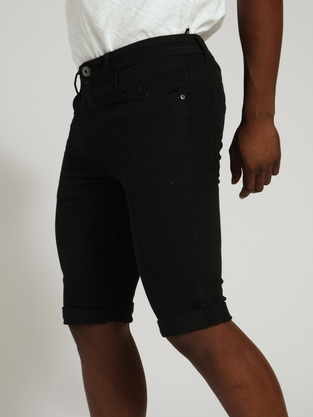 5 Pocket Denim Shorts - Black