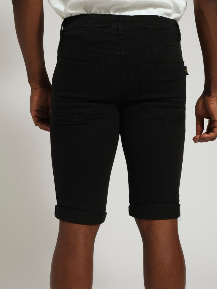 5 Pocket Denim Shorts - Black