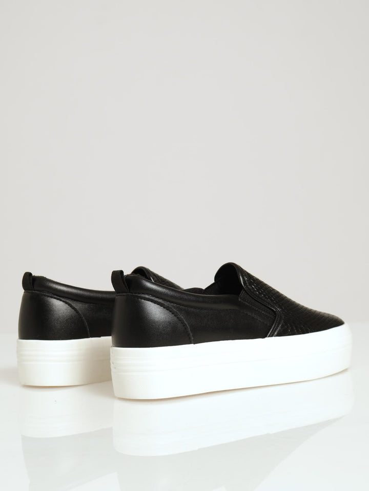 Snake Embossed Platform Slip On Sneaker - Black