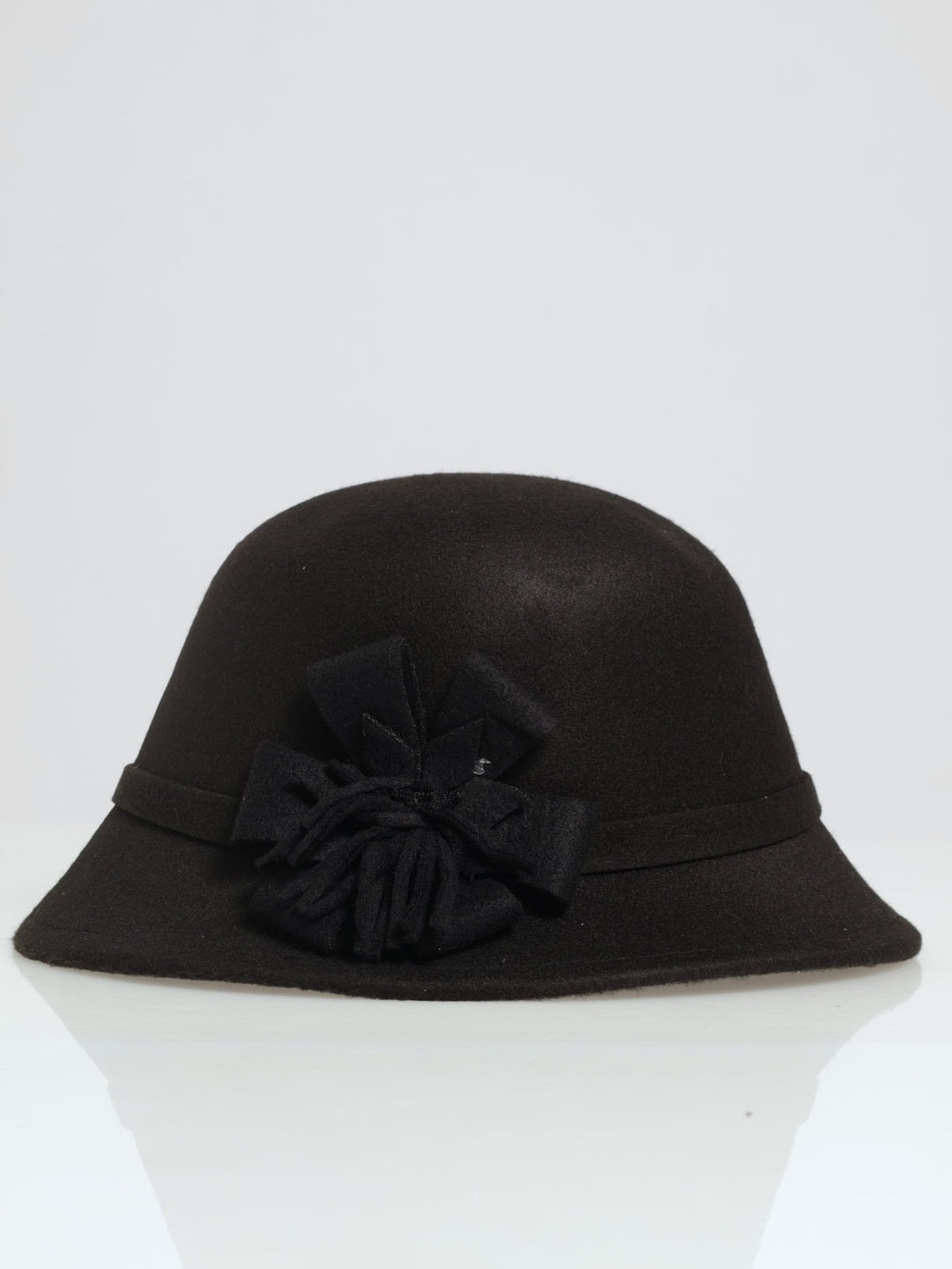 Floral Cloche Hat - Black