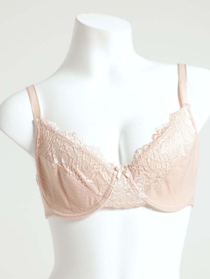 2 Pack Dot Lace Bra - Nude