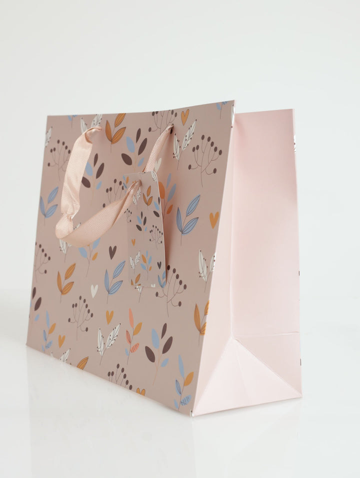 Floral Gift Bag - Small - Beige