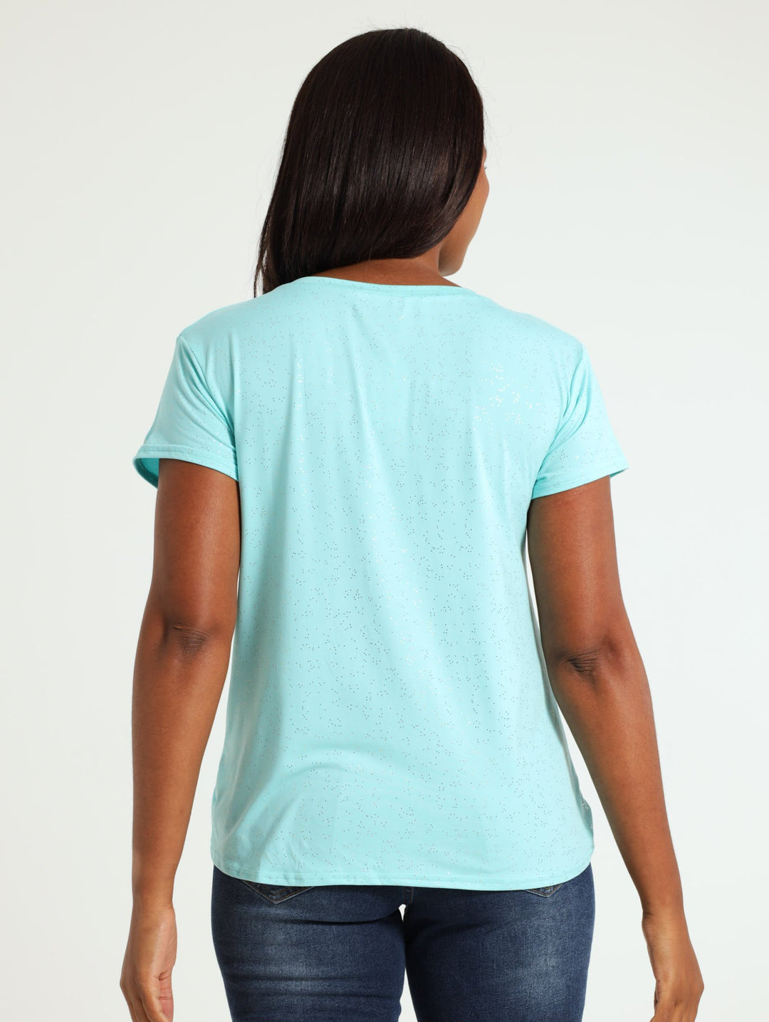 Knot Front Foil Tee - Turquoise