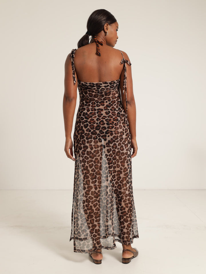 Printed Maxi Halter Cover Up - Black