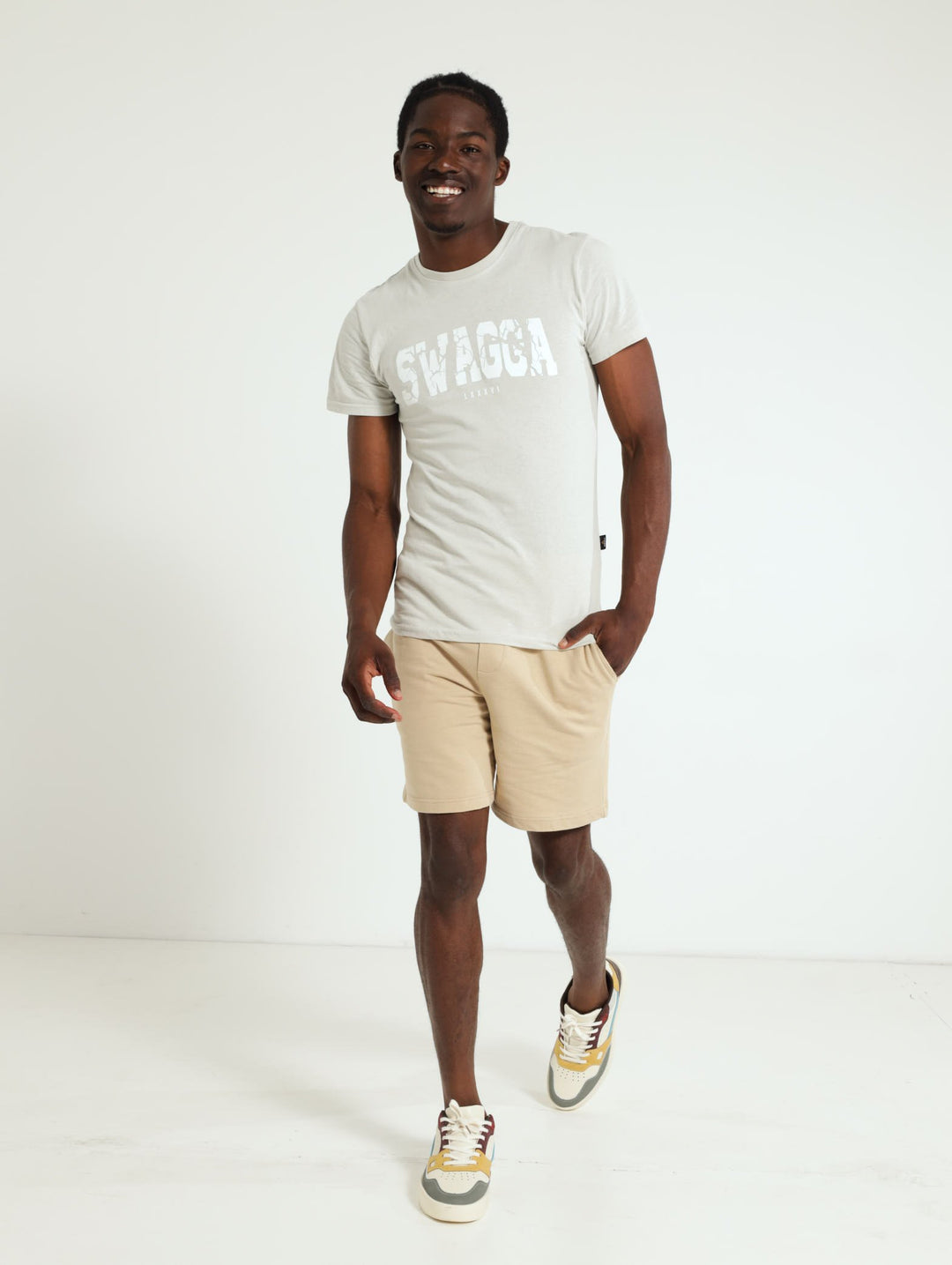 Basic Print Tee - Light Grey