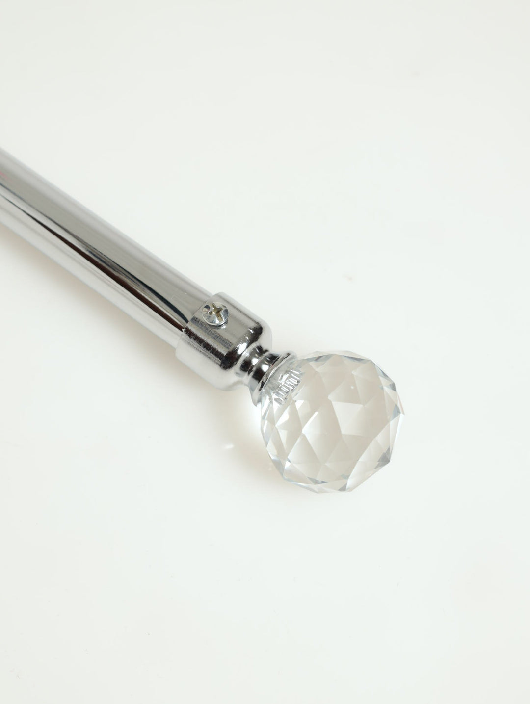 Silver Crystal Ball End Eline Extendable Curtain Rod 120cm-210cm