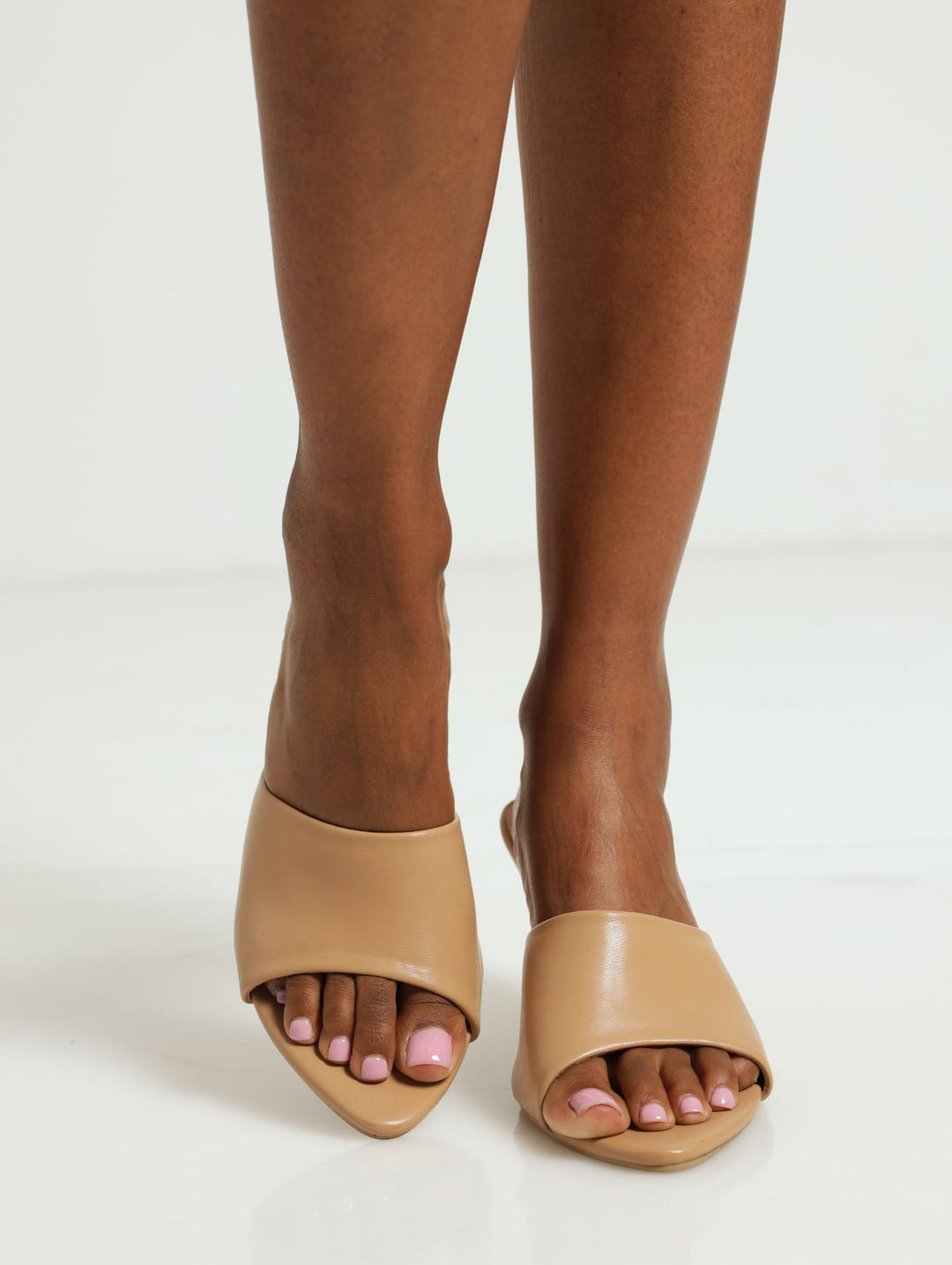 Peep Toe Plain Heel - Tan