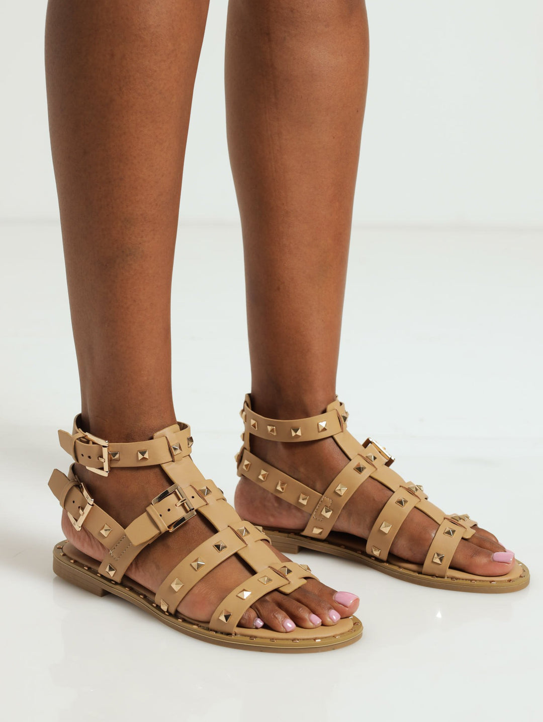 Full Studded Gladiator Sandal - Tan