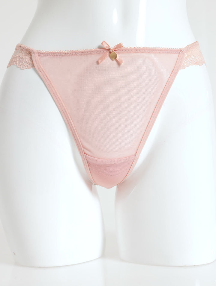 Ladies Satin Thong With Lace Frill - Rosetta