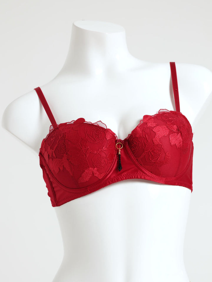 Ladies Embroided Push Multiwaybra - Cherry