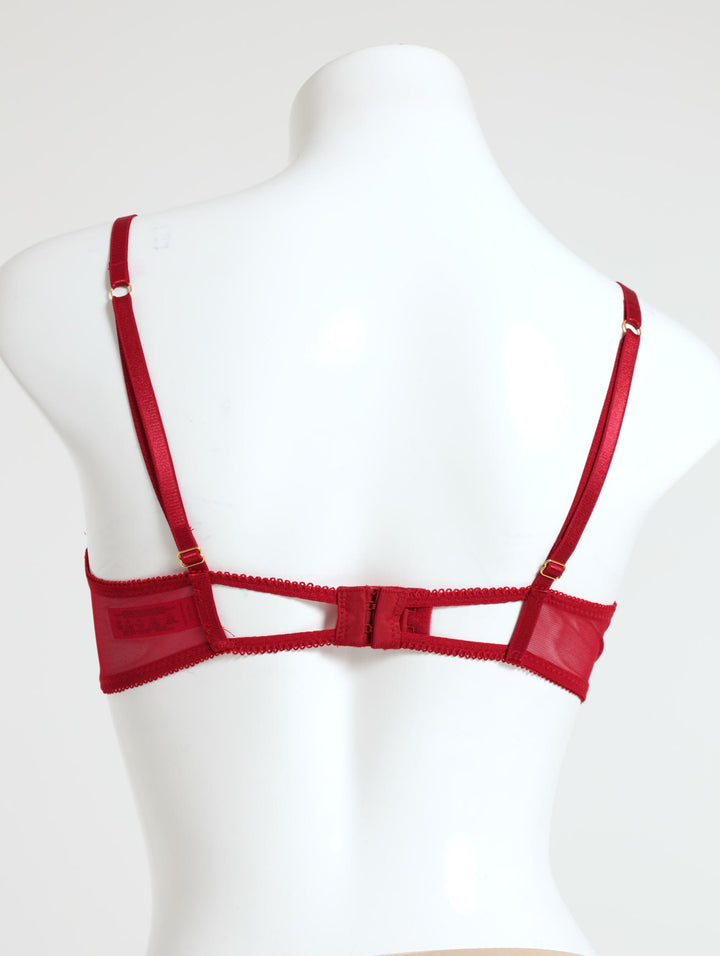 Ladies Embroided Push Multiwaybra - Cherry