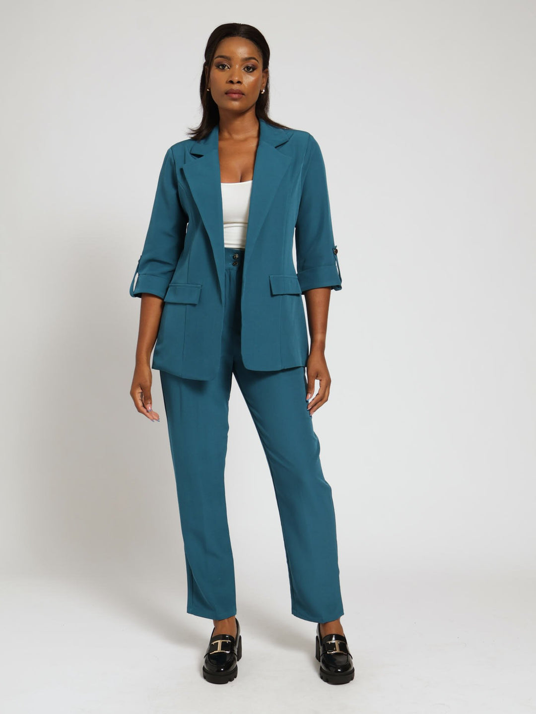 Turn Up Constrast Blazer - Blue Coral