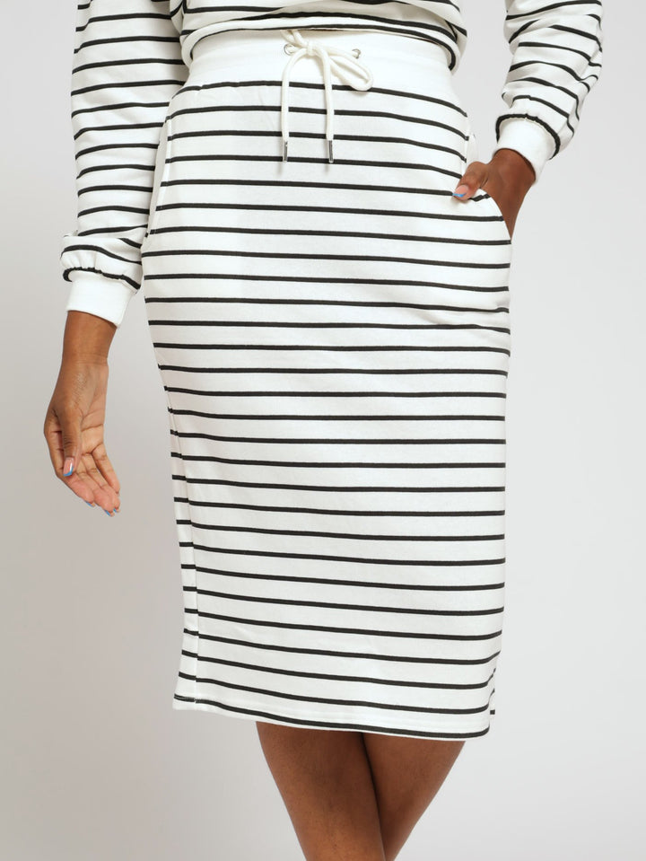 Fleece Striped Skirt - White/Black