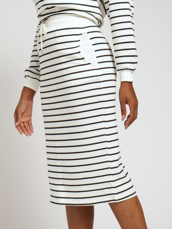 Fleece Striped Skirt - White/Black