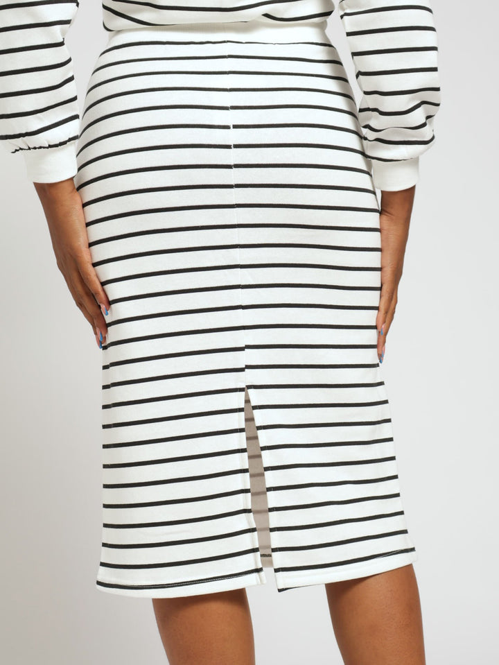 Fleece Striped Skirt - White/Black