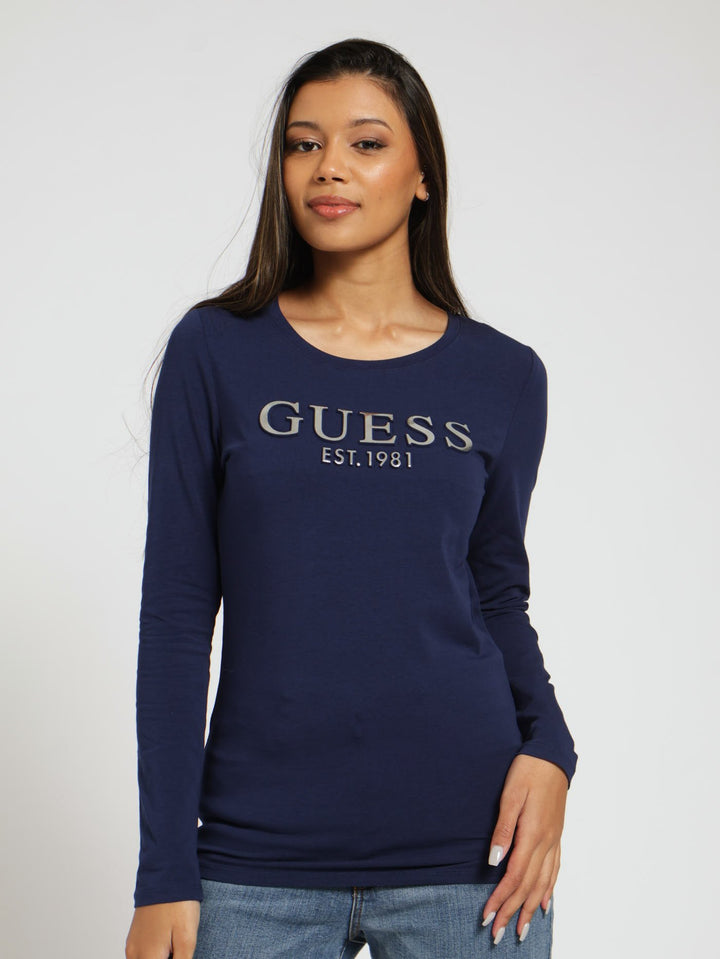 Long Sleeve 1981 Glitter Tee - Navy