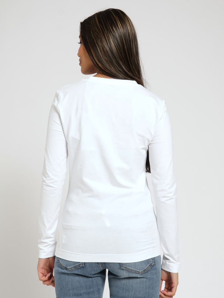 Long Sleeve Pony Hair Tee - White