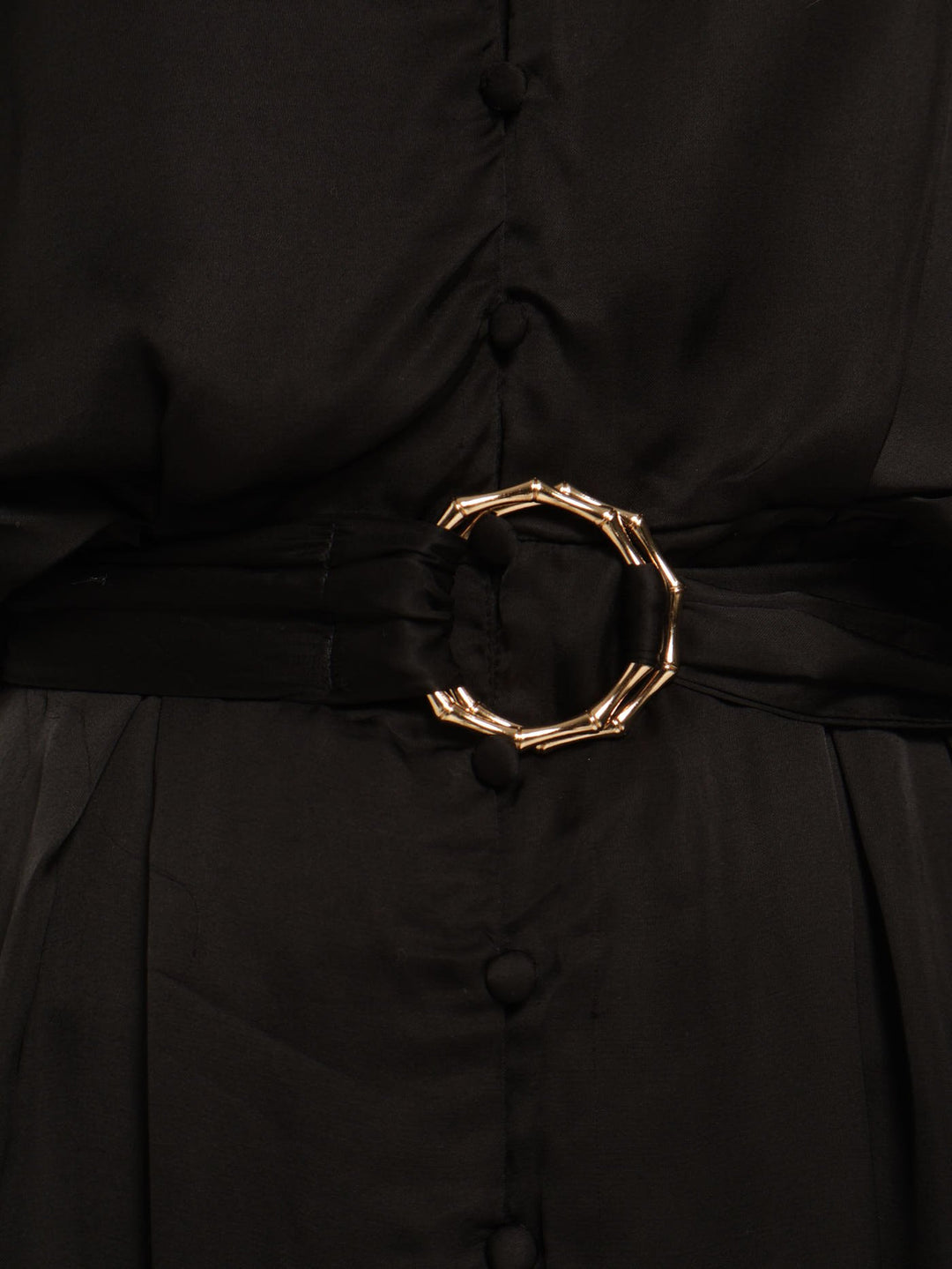 Long Sleeve Satin Dress - Black