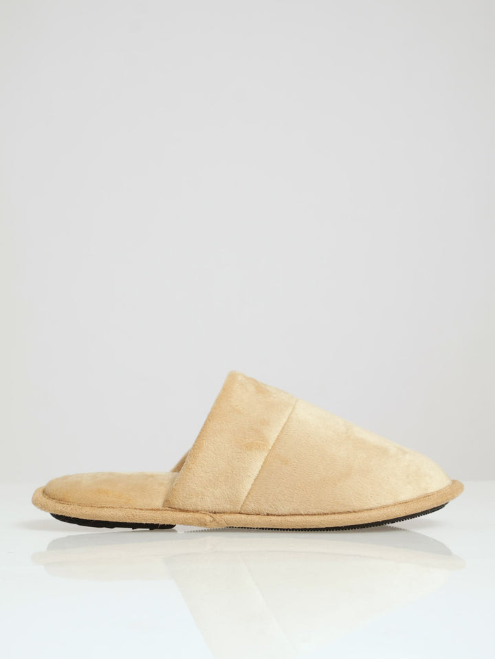 Trent Open Back Microfibre Slipper - Tan