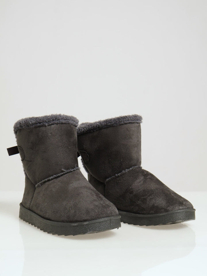 Outdoor Slipper Bootie With Bow Detail - Charcoal