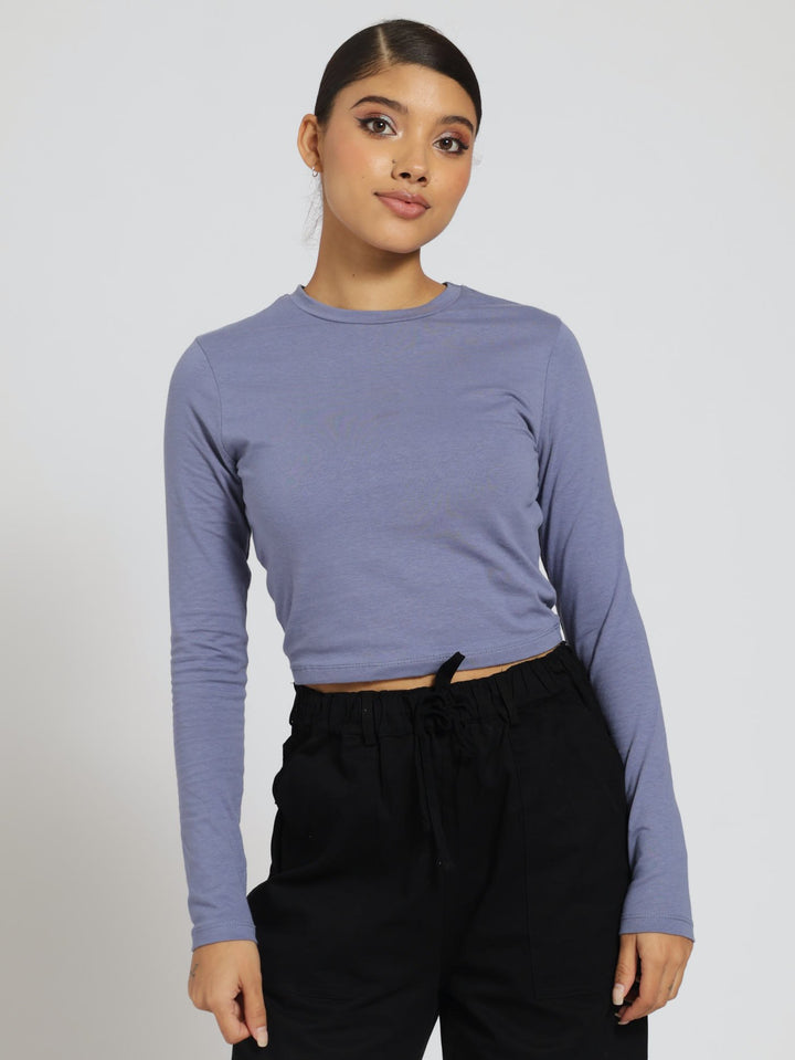 Long Sleeve Basic Top - Smokey Blue