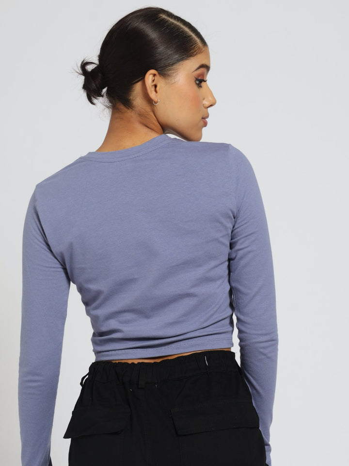 Long Sleeve Basic Top - Smokey Blue