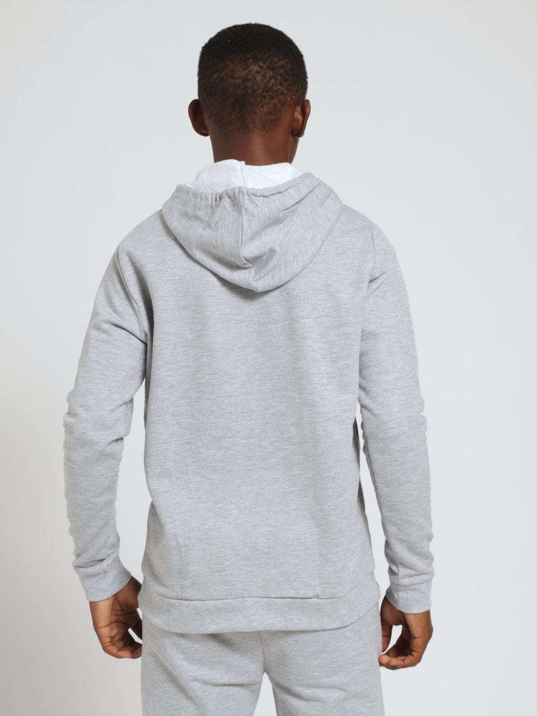 Boys Varsity Print Hoody - Light Grey