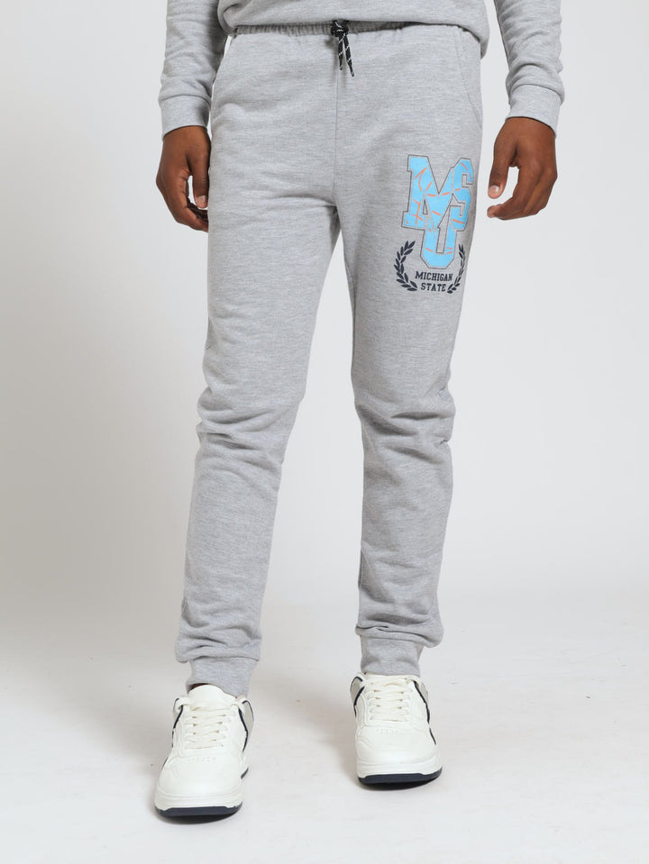 Boys Varsity Print Jogger - Light Grey