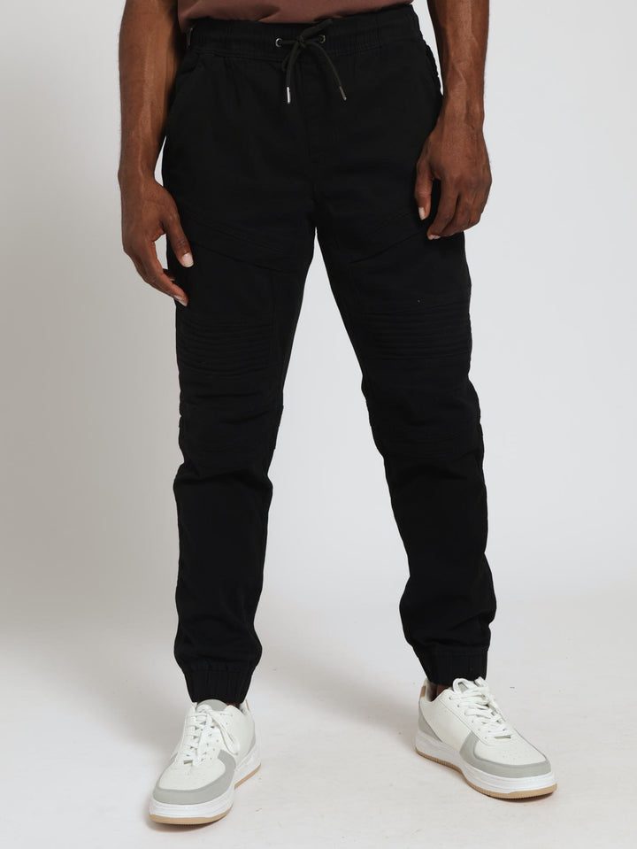 Pintuck Twill Cuffed Jogger - Black