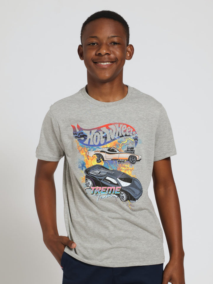 Boys Extreme Hot Wheels Tee - Grey Melange