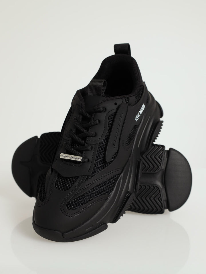 Possession Lace-Up Chunky Sportie Sneaker - Black