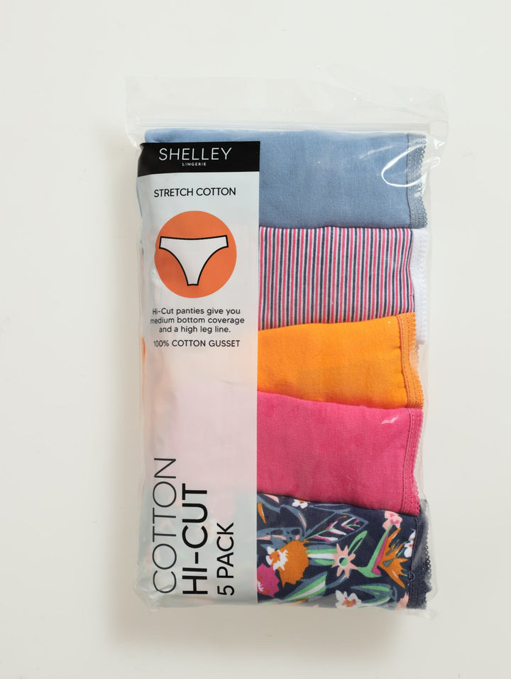 5 Pack Stretch Cotton Hicut Panties