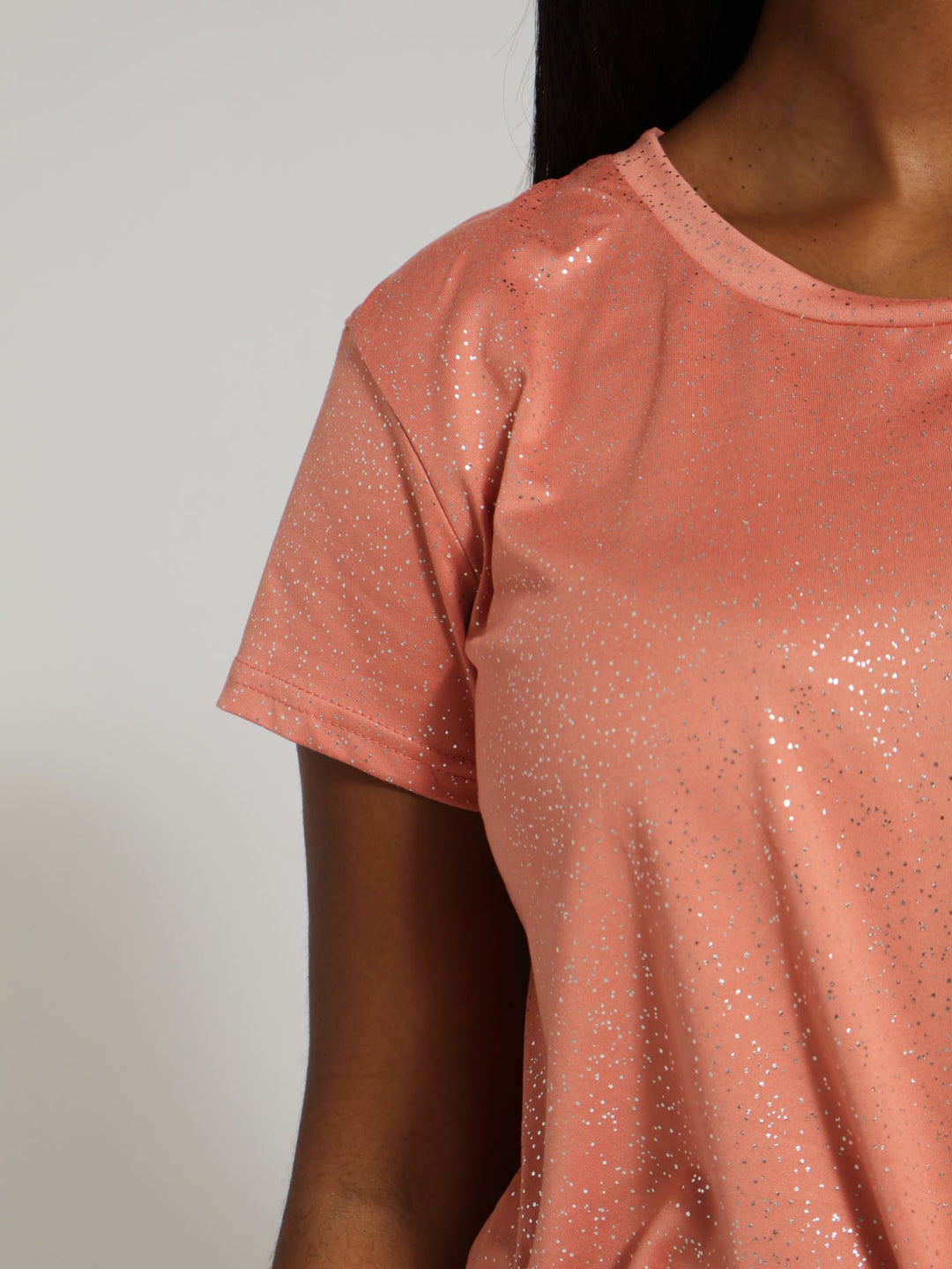 Knot Front Foil Tee - Terracotta